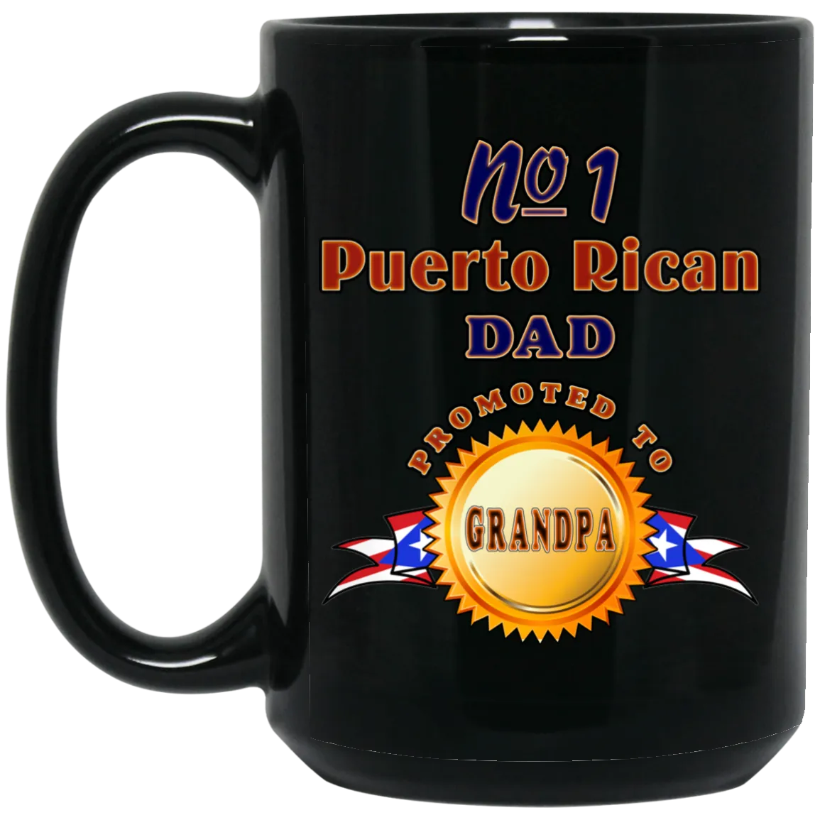 #1 Promoted Grandpa 15 oz. Black Mug