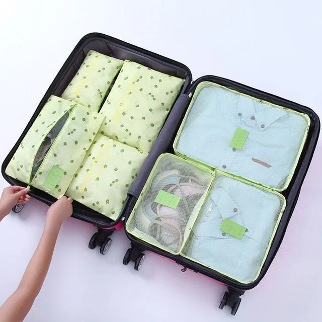 1 Set 7PCS High Quality Oxford Cloth Travel Mesh Bag In Suitcase Luggage Organizer Packing Cube