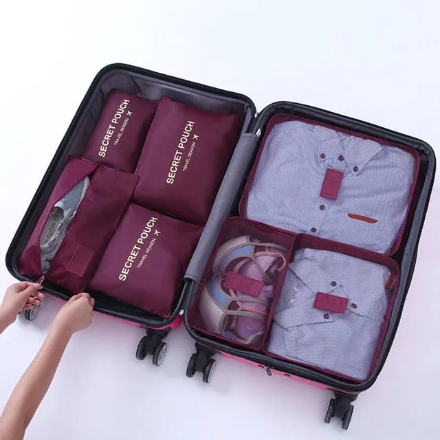 1 Set 7PCS High Quality Oxford Cloth Travel Mesh Bag In Suitcase Luggage Organizer Packing Cube