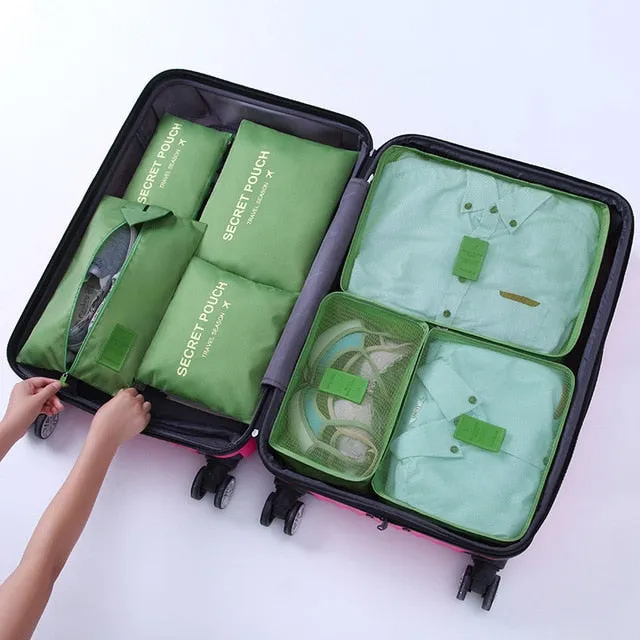 1 Set 7PCS High Quality Oxford Cloth Travel Mesh Bag In Suitcase Luggage Organizer Packing Cube