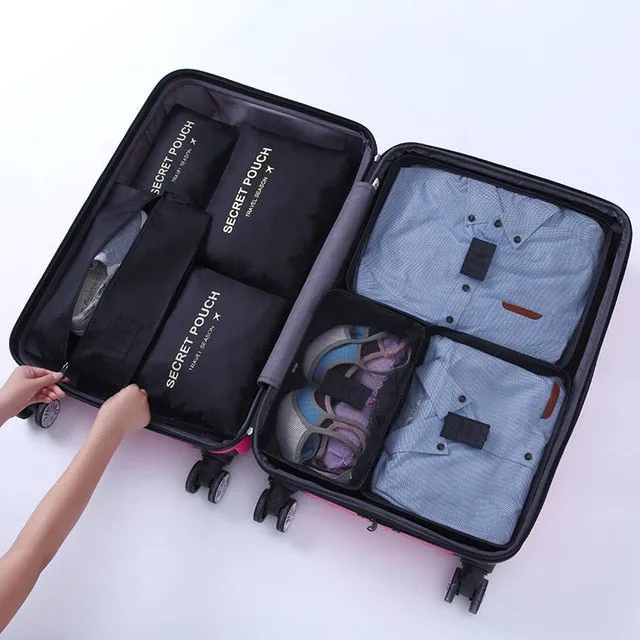 1 Set 7PCS High Quality Oxford Cloth Travel Mesh Bag In Suitcase Luggage Organizer Packing Cube