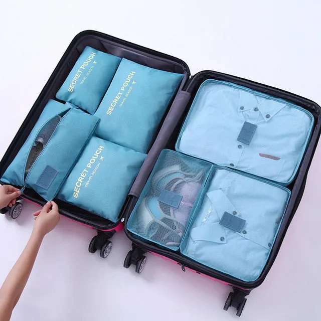 1 Set 7PCS High Quality Oxford Cloth Travel Mesh Bag In Suitcase Luggage Organizer Packing Cube