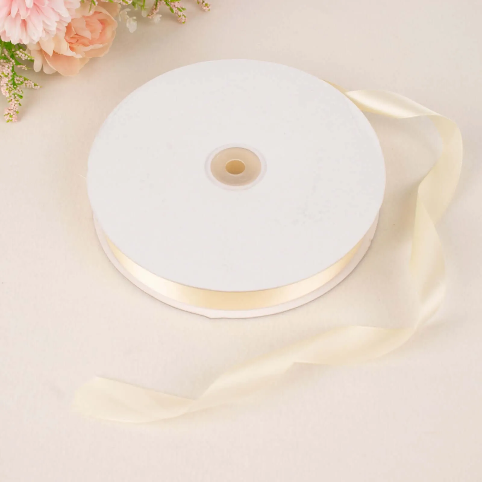 100 Yards 7 8" Ivory Single Face Decorative Satin Ribbon