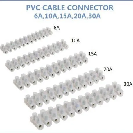 12-Way White Screw Terminal Strip Dual-Row Type-H Wire Connector Block