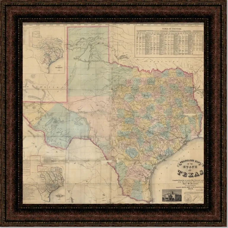 1858 Map of Texas Canvas Print