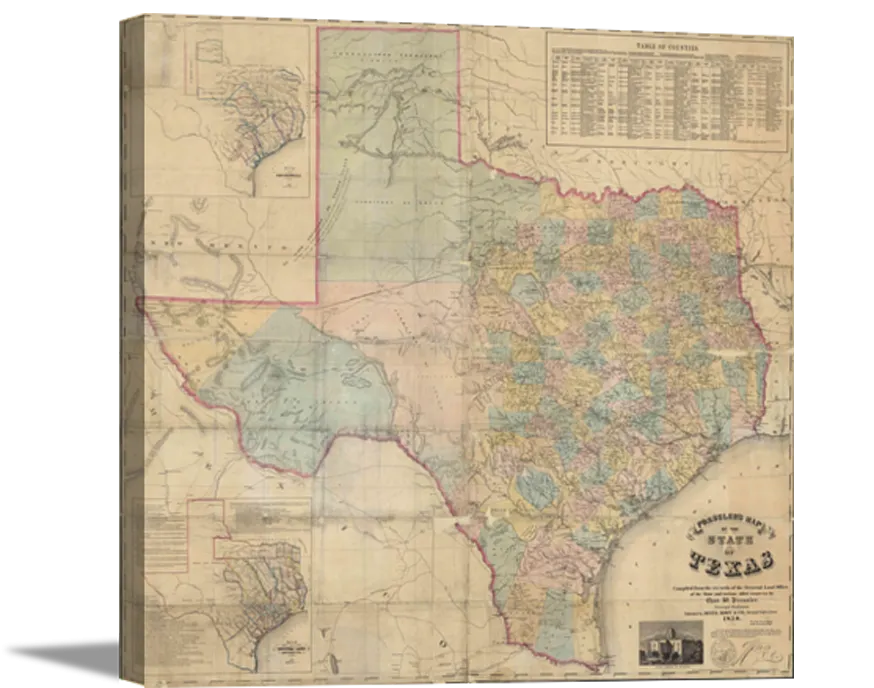 1858 Map of Texas Canvas Print