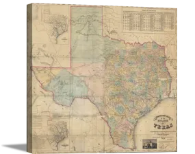 1858 Map of Texas Canvas Print