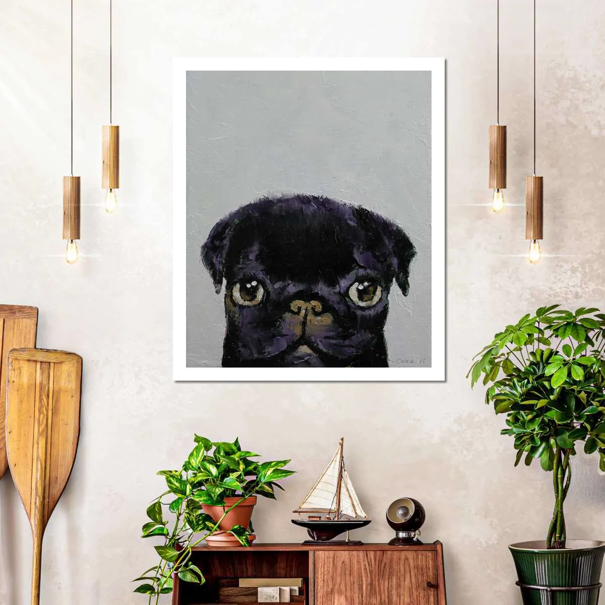 A Black Pug Wall Art