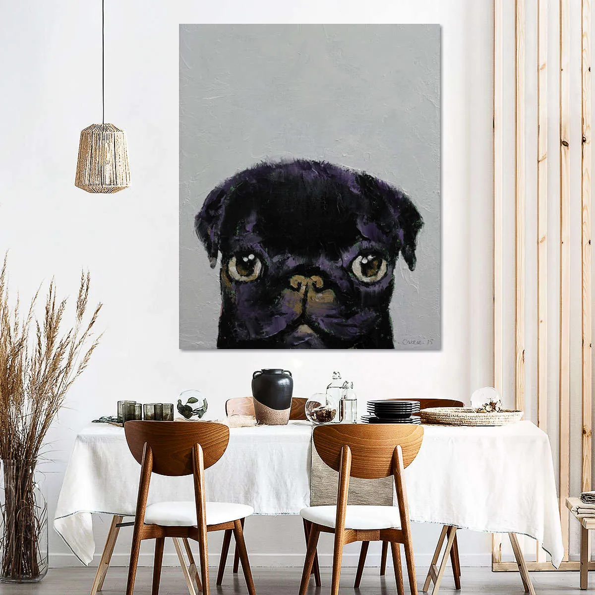 A Black Pug Wall Art