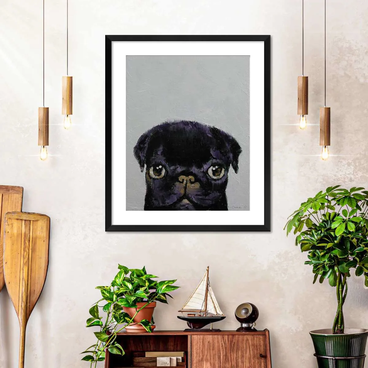 A Black Pug Wall Art