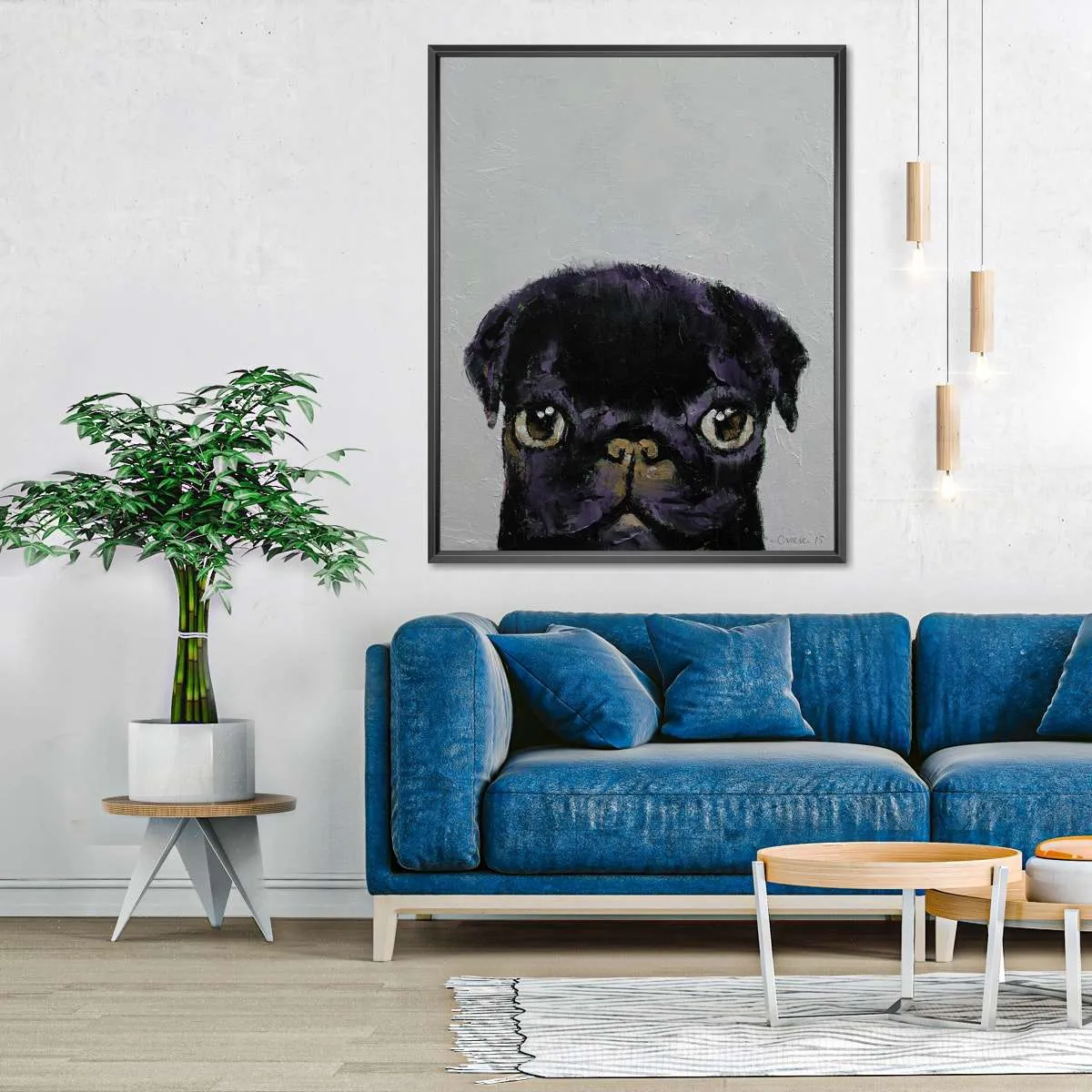 A Black Pug Wall Art