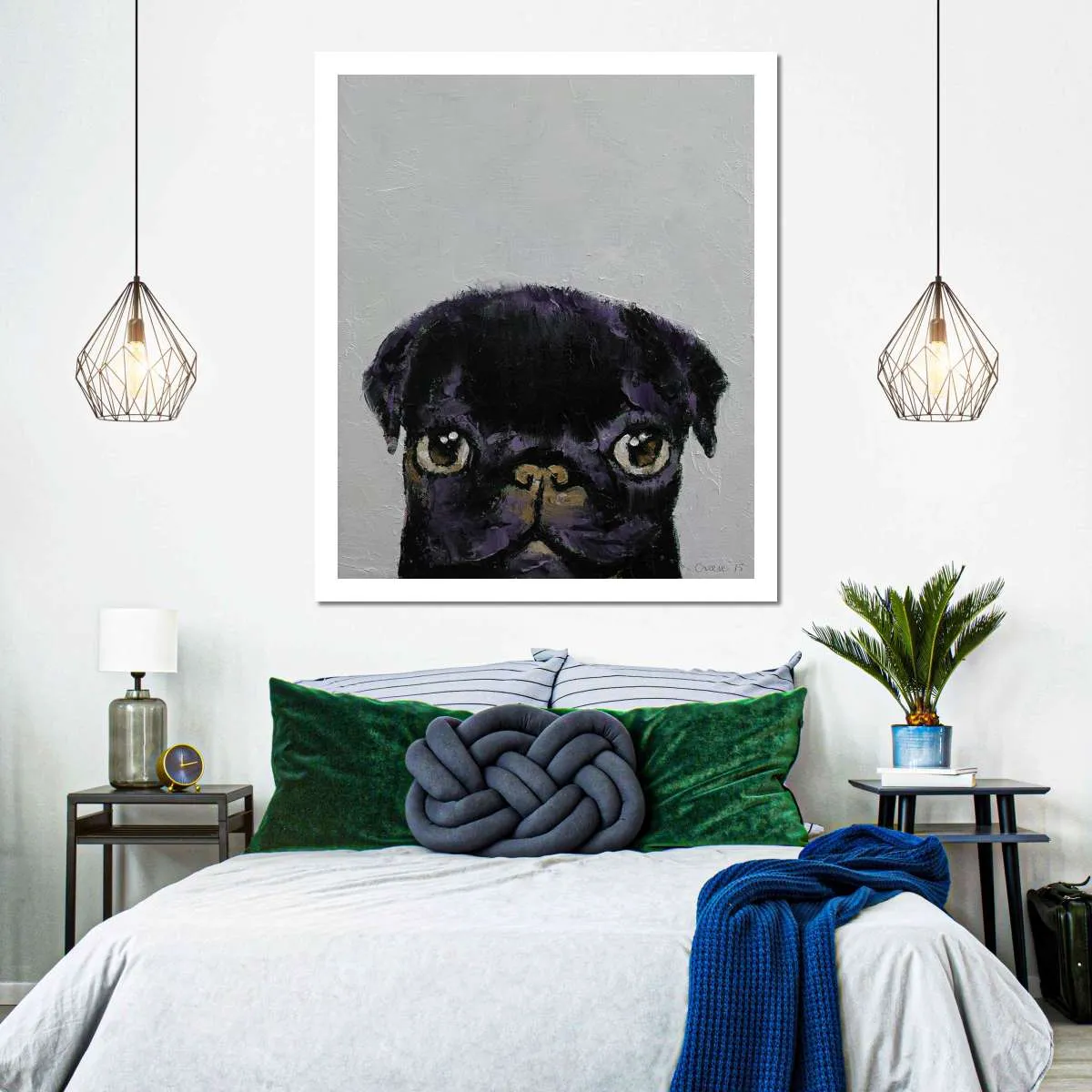 A Black Pug Wall Art