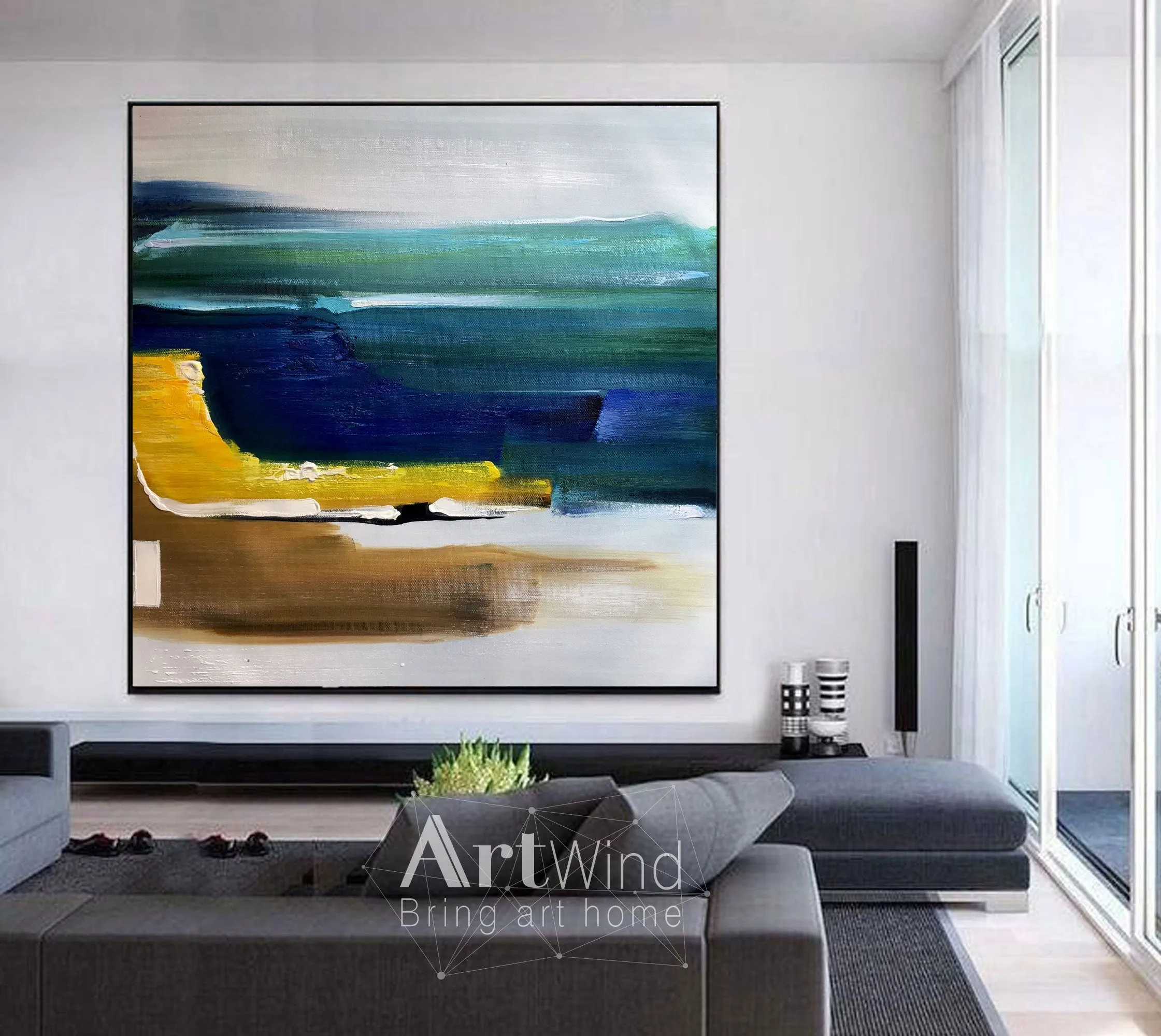 Abstract Beach Painting Ocean Painting Impressionist Wall Art Dp057