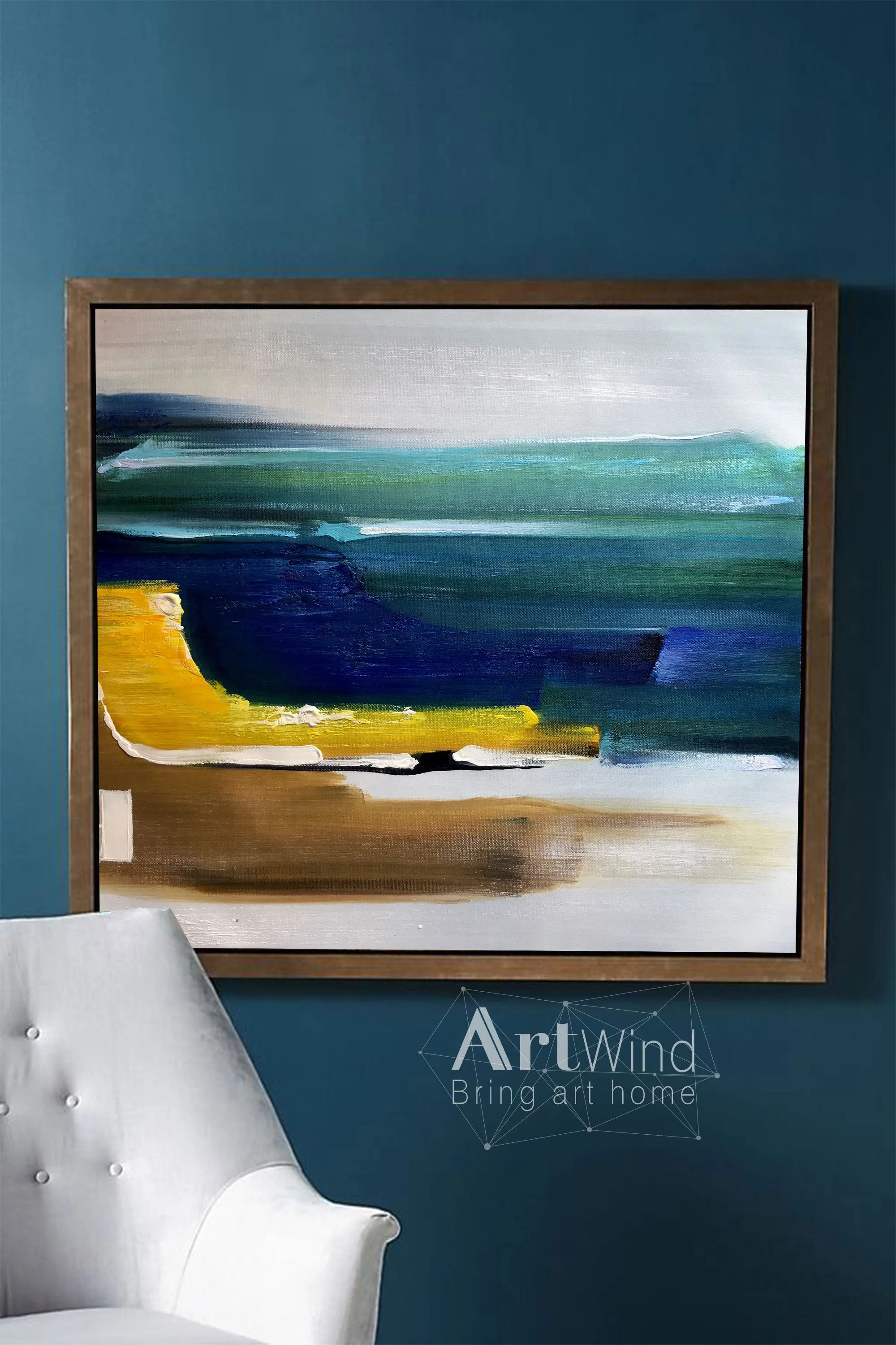 Abstract Beach Painting Ocean Painting Impressionist Wall Art Dp057