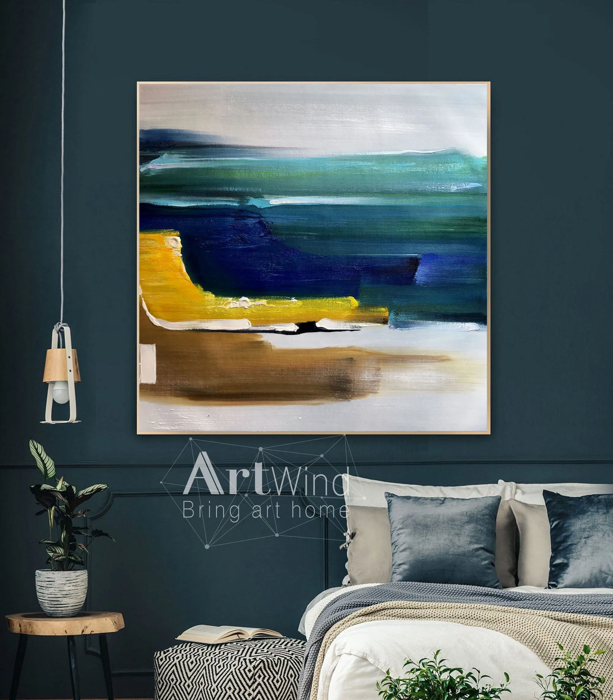 Abstract Beach Painting Ocean Painting Impressionist Wall Art Dp057