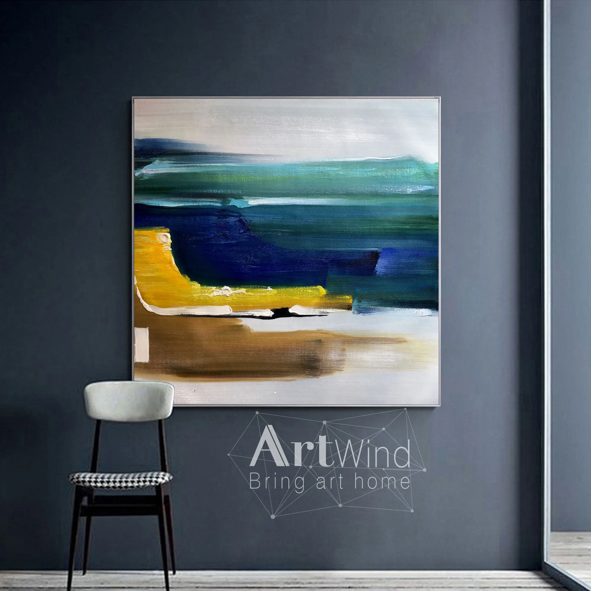 Abstract Beach Painting Ocean Painting Impressionist Wall Art Dp057