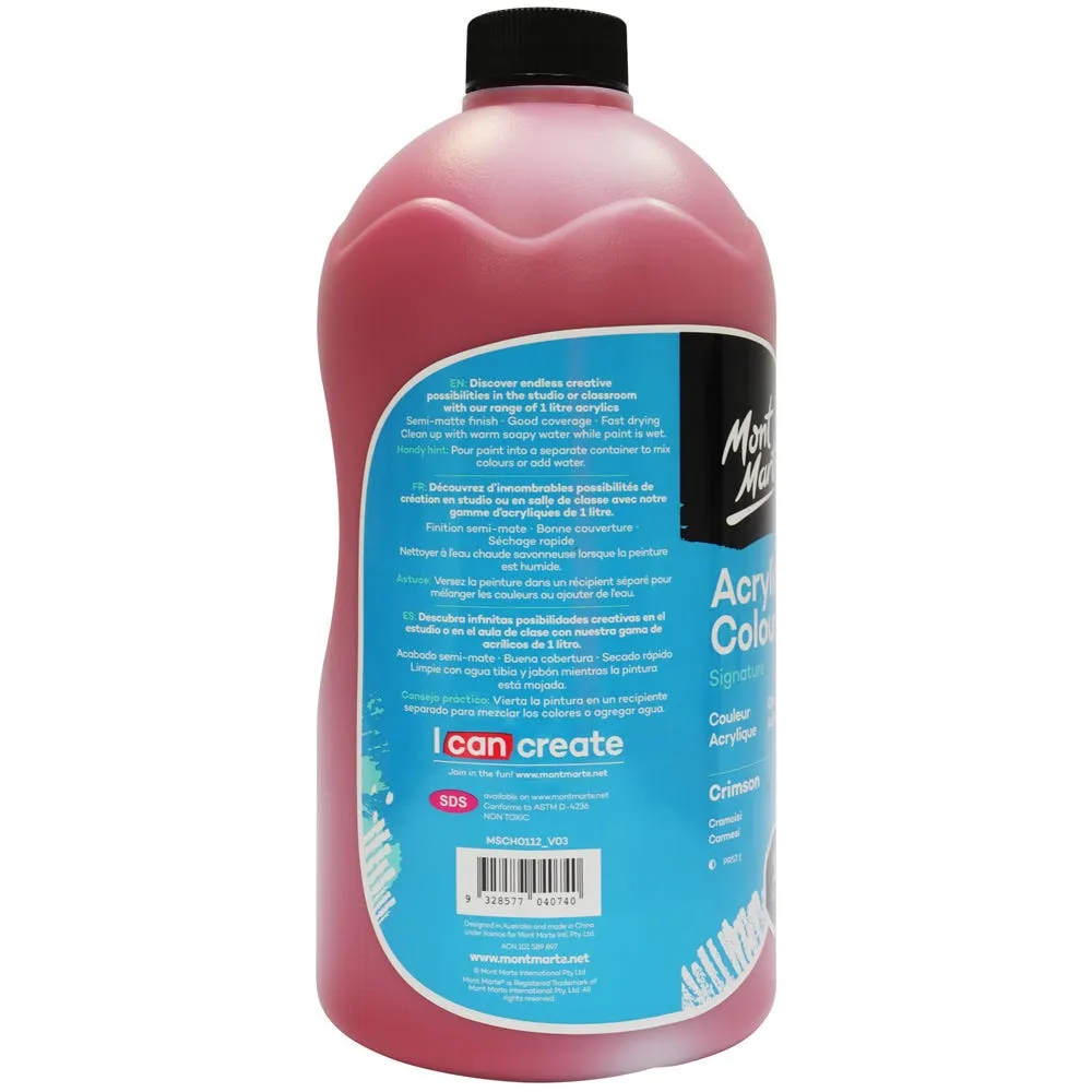 Acrylic Colour Signature 1L (33.8 US fl.oz) Bottle - Crimson