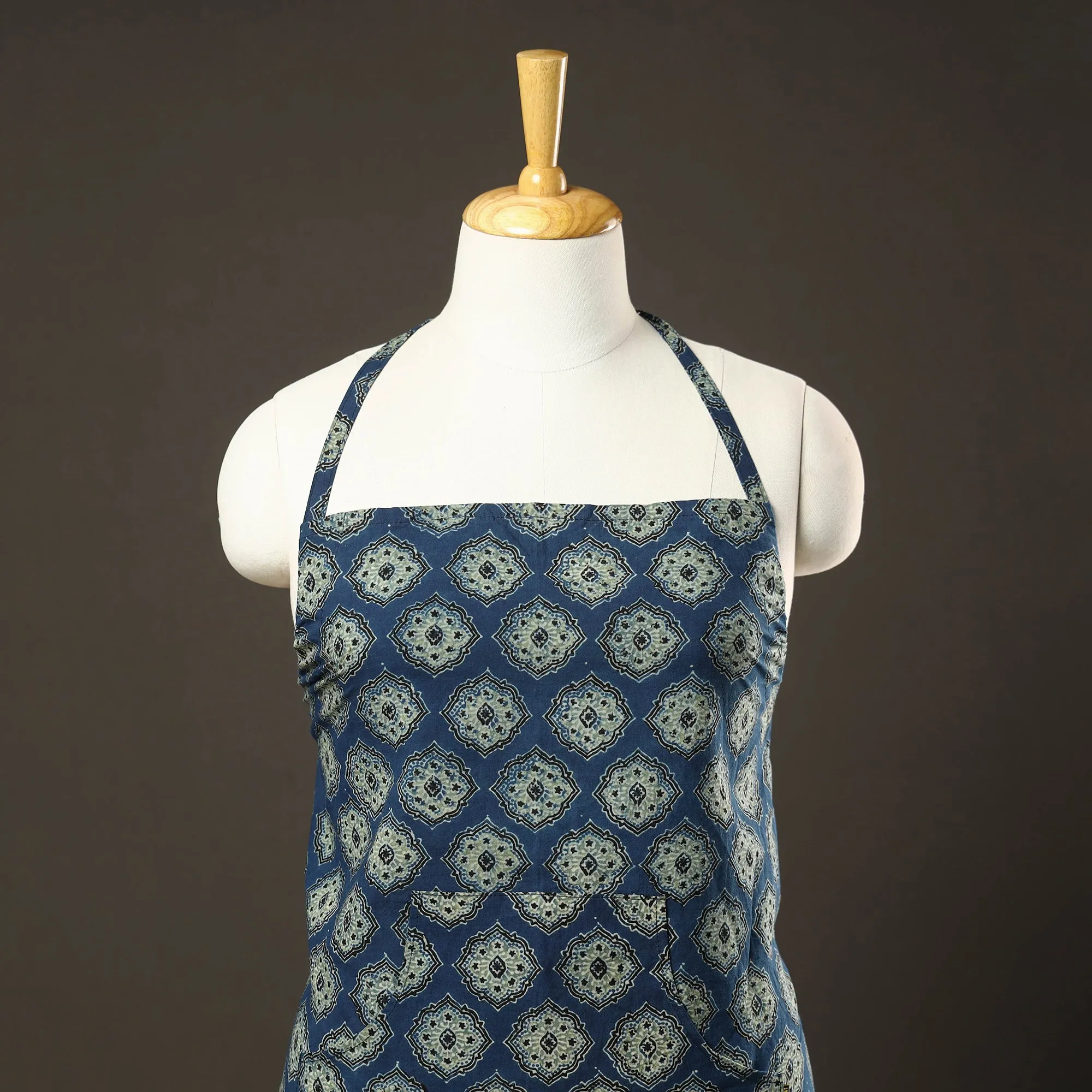 Ajrakh Block Printed Cotton Apron with Pocket 32