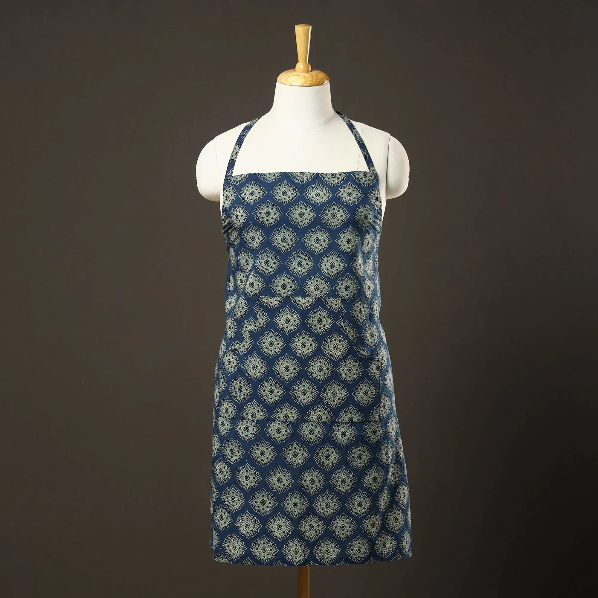 Ajrakh Block Printed Cotton Apron with Pocket 32