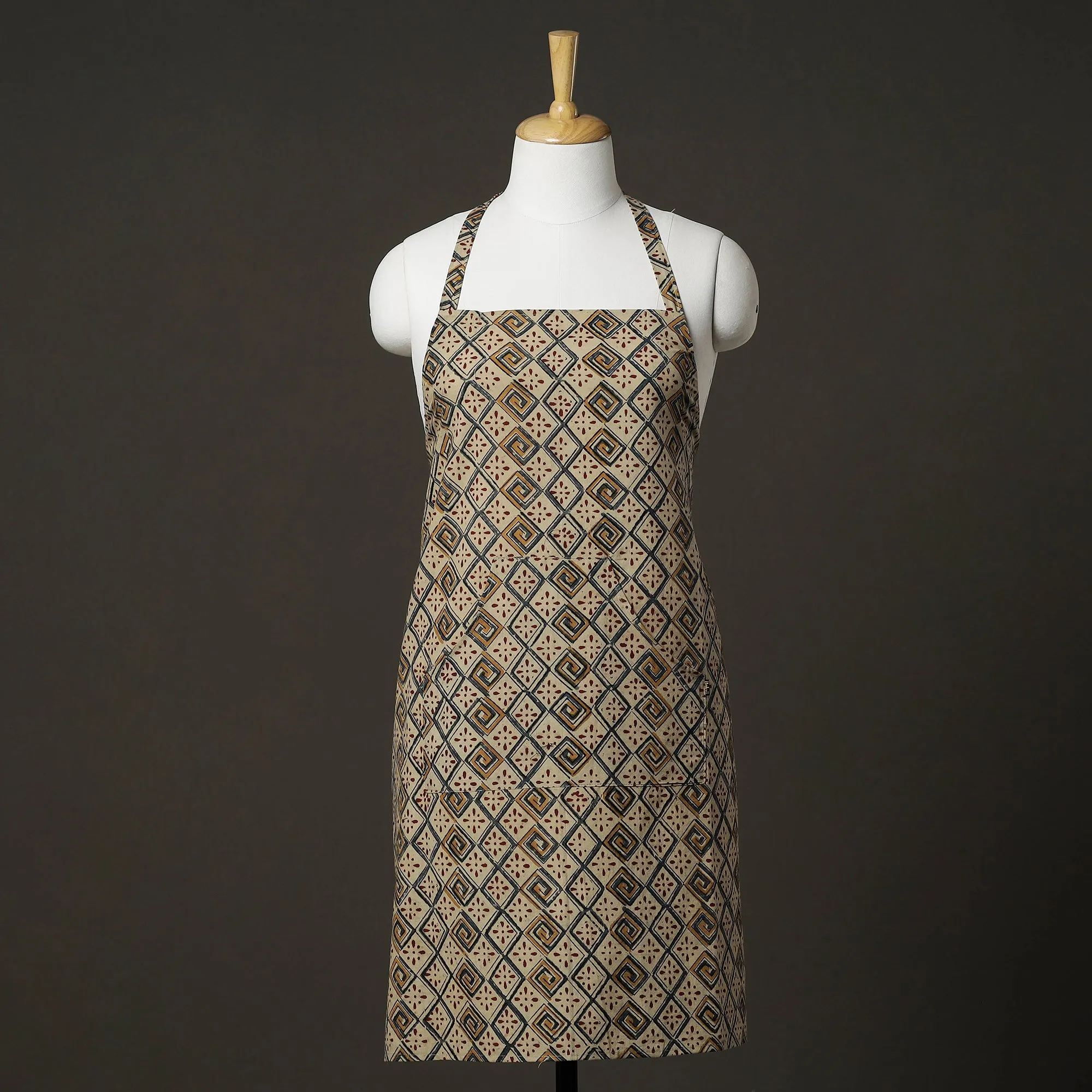 Ajrakh Block Printed Cotton Apron with Pocket