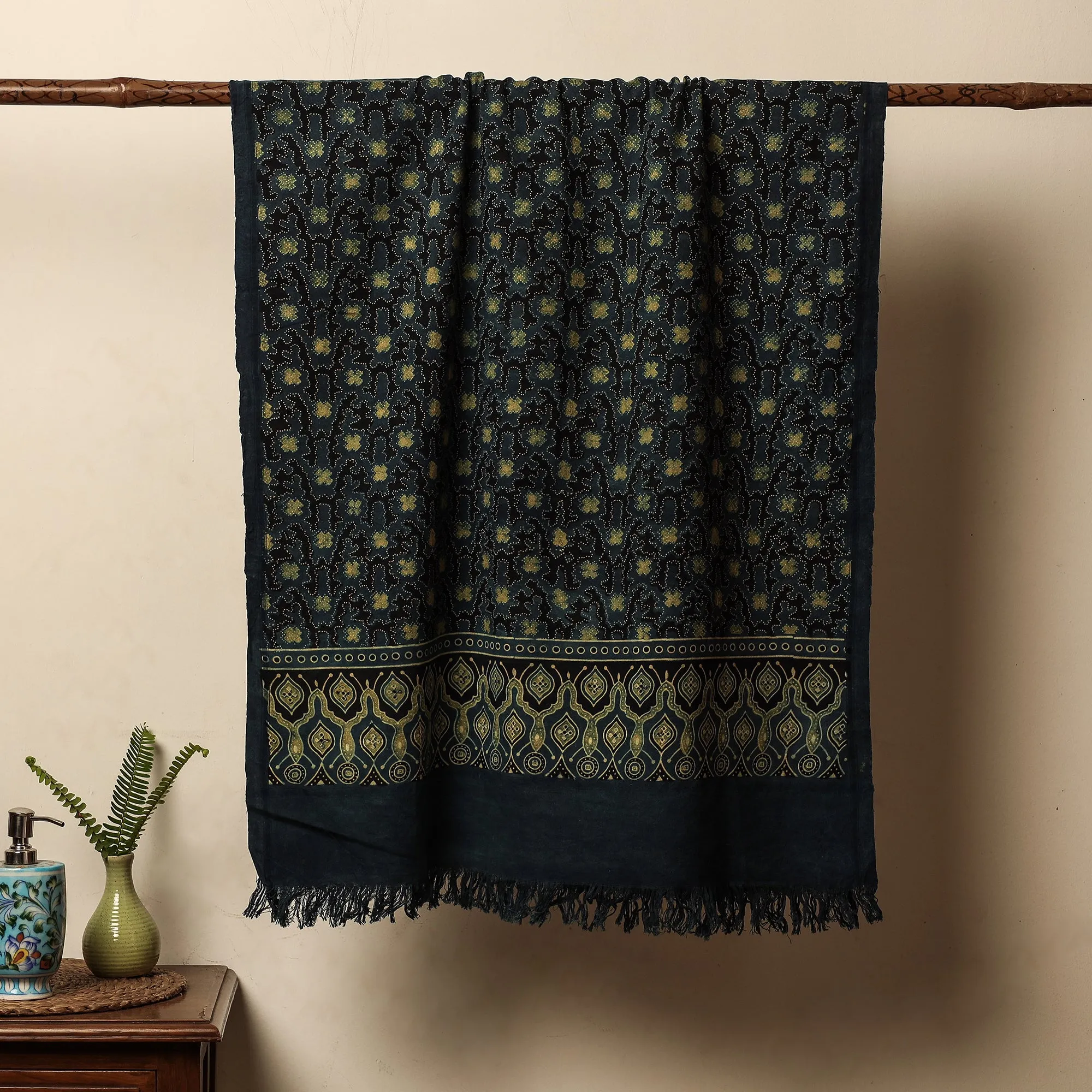 Ajrakh Block Printed Handloom Cotton Towel