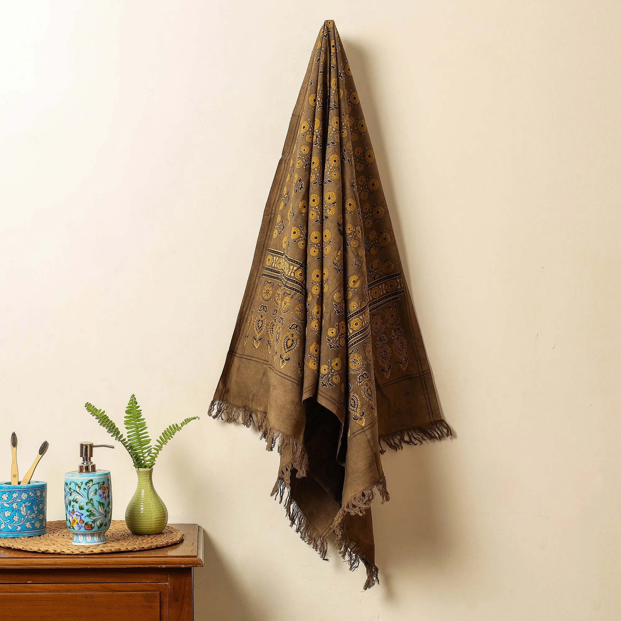 Ajrakh Block Printed Handloom Cotton Towel