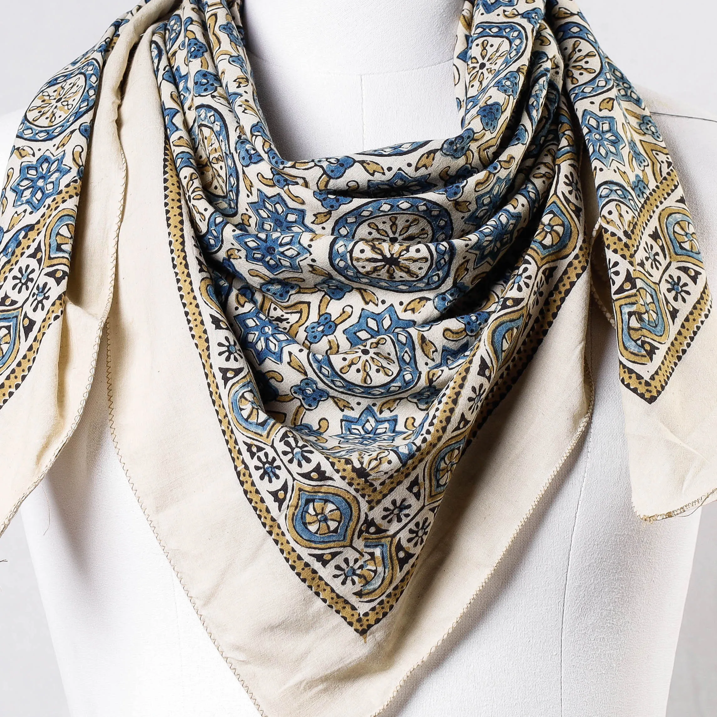 Ajrakh Block Printing Cotton Scarf from Kutch