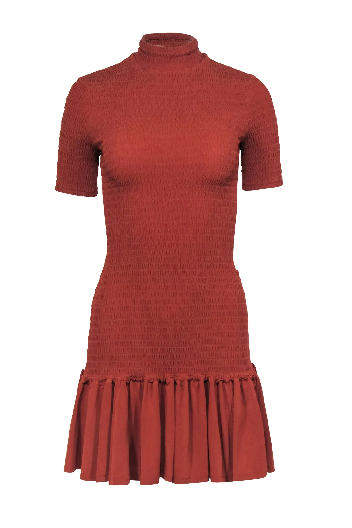 A.L.C. - Burnt Orange "Aston" Smocked Mini Dress Sz S