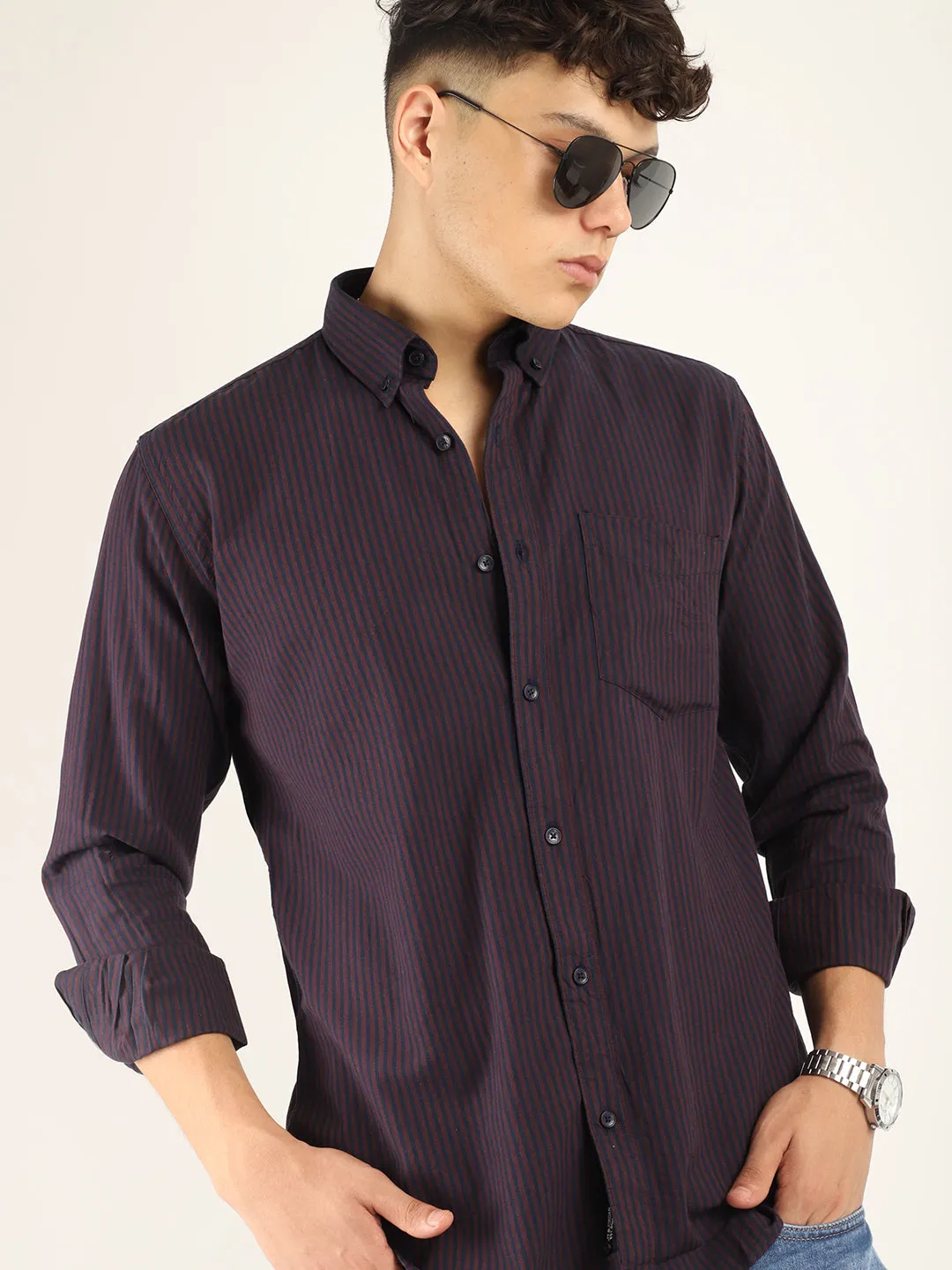 Andre Oxford Wine Full Sleeve Shirt