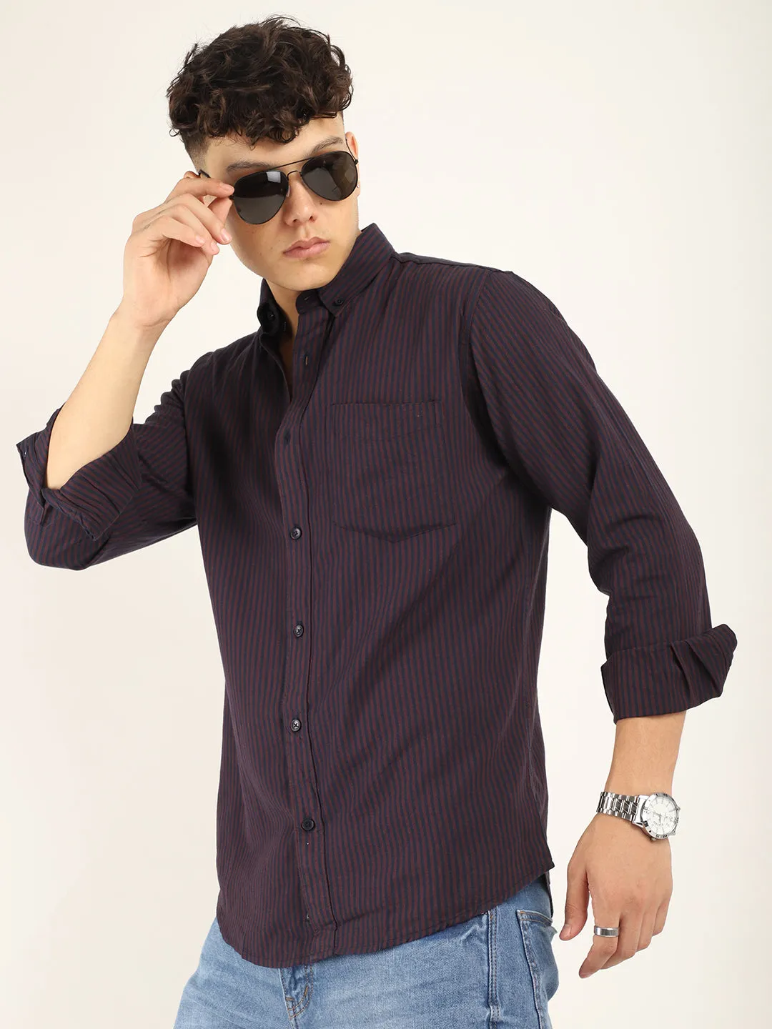 Andre Oxford Wine Full Sleeve Shirt