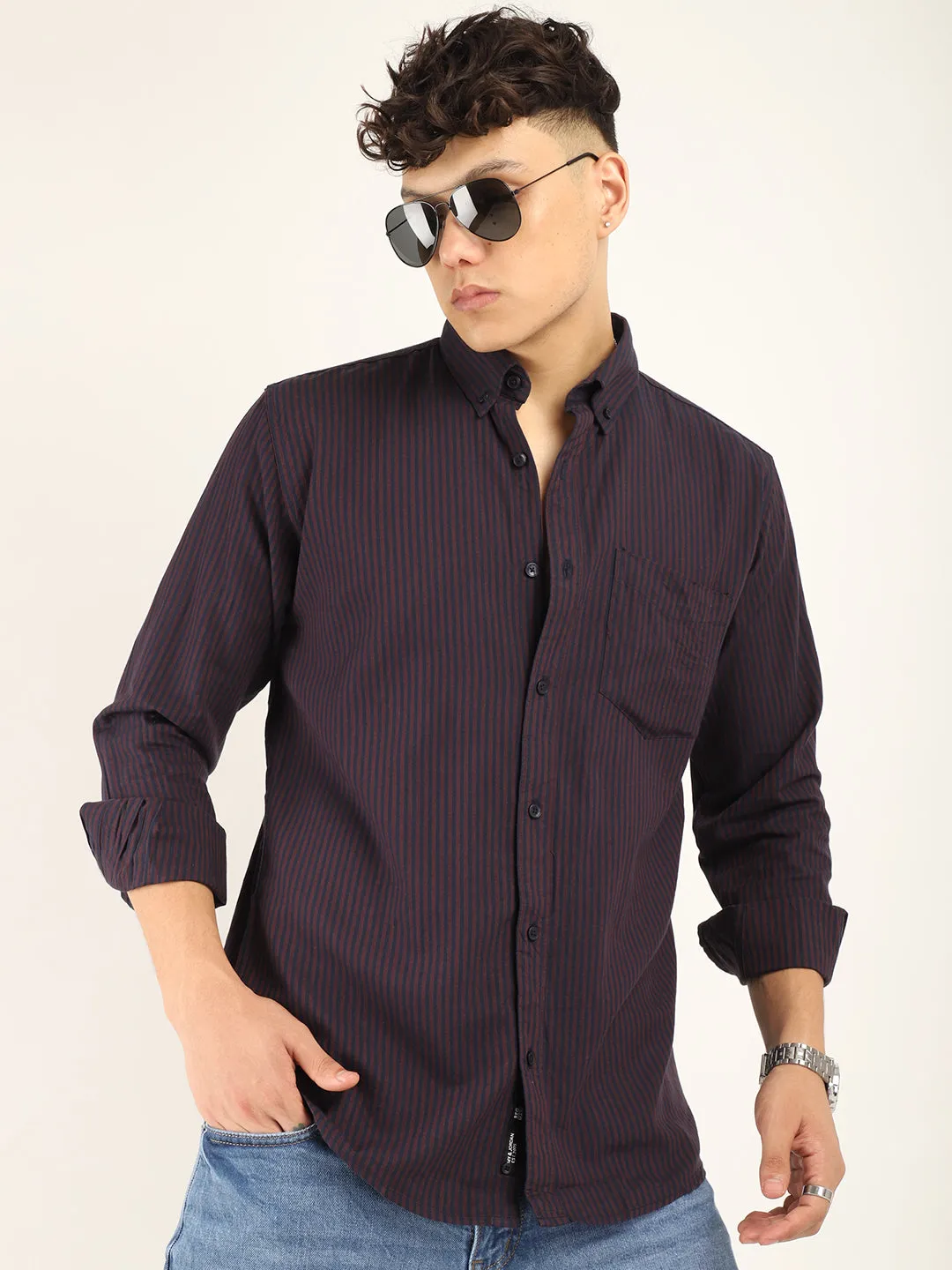 Andre Oxford Wine Full Sleeve Shirt