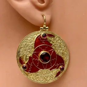 Anglo Saxon Triskelion Garnet Earrings