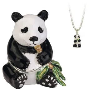 Arora Design Panda Trinket Box with necklace Pendant