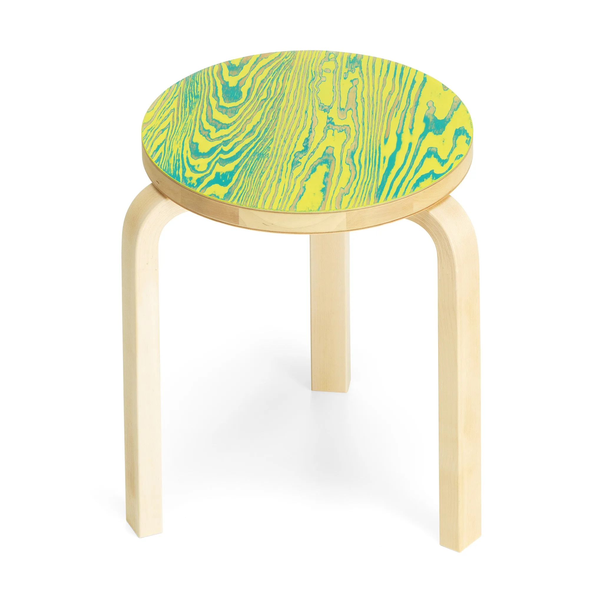 Artek Aalto ColoRing 60 Stacking Stool - Yellow/ Green