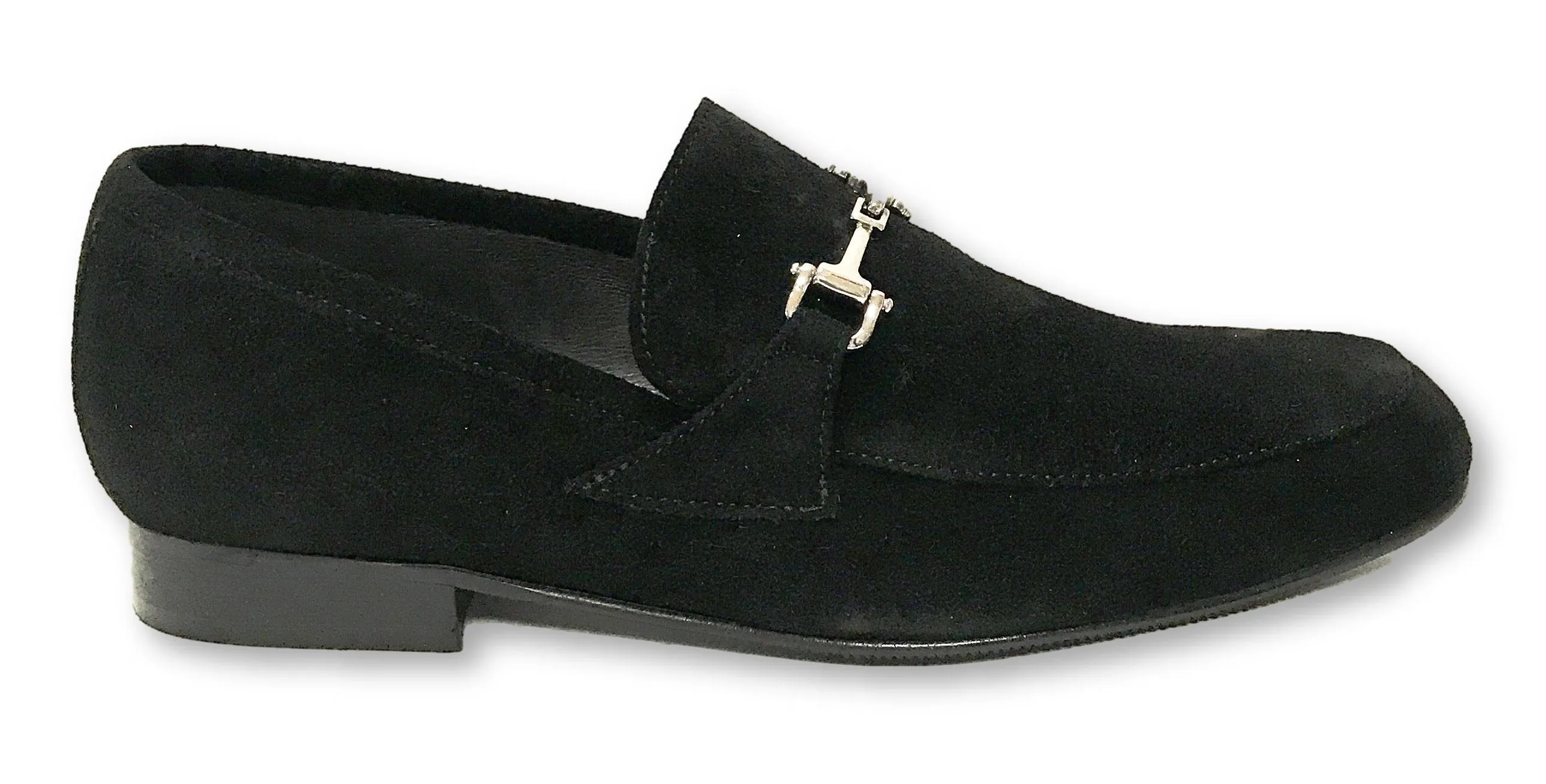 Atlanta Mocassin Black Suede Buckle Dress Shoe