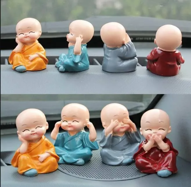 Baby Monk showpiece Statues Handmade for car Dashboard /Living Room (Pack of 4)