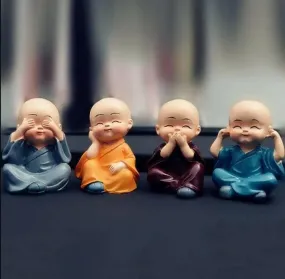 Baby Monk showpiece Statues Handmade for car Dashboard /Living Room (Pack of 4)