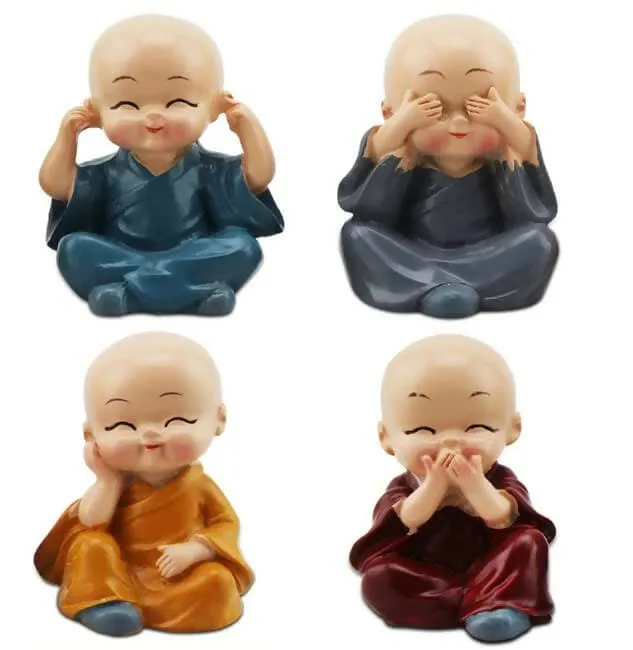 Baby Monk showpiece Statues Handmade for car Dashboard /Living Room (Pack of 4)