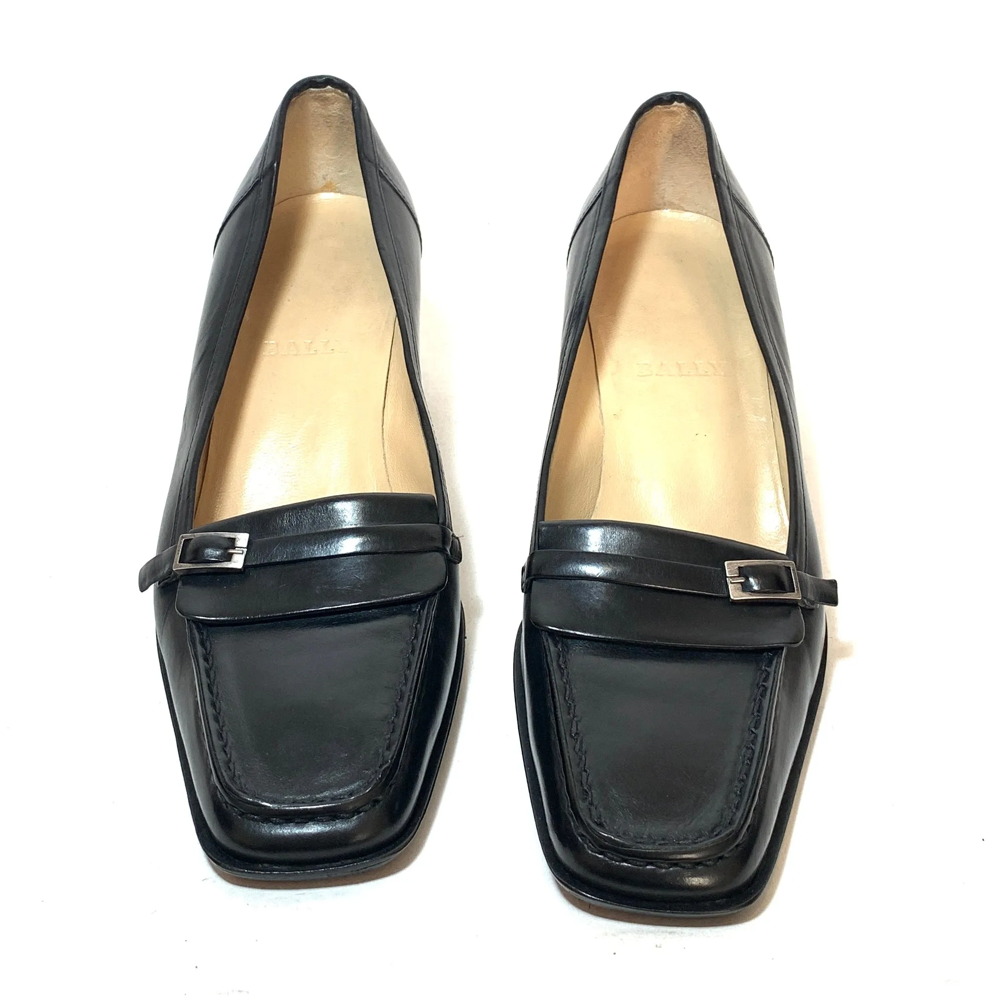 Bally Black Leather Block-Heel Pumps | Pre Loved |