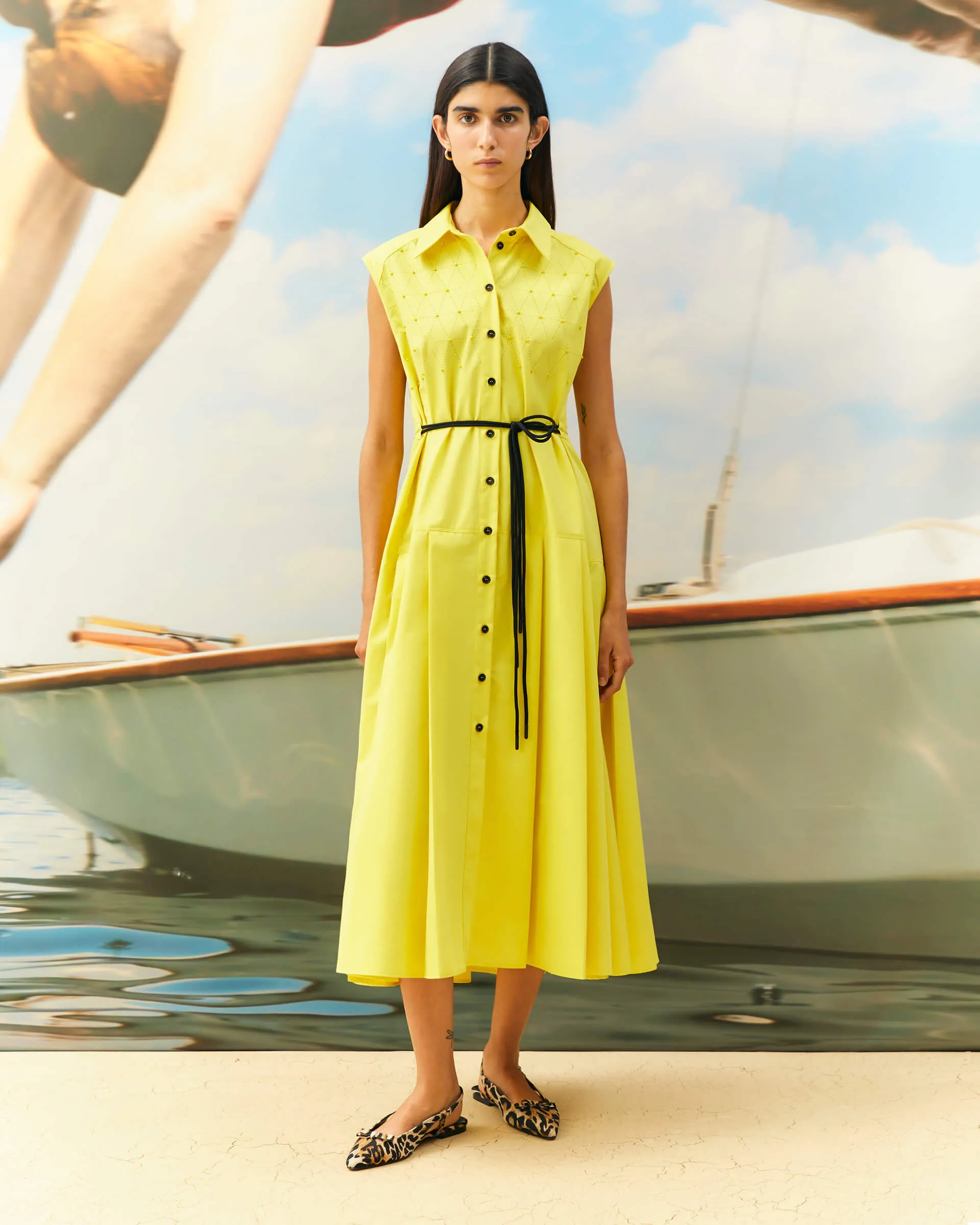 Beatrice B Yellow Dress With Cutwork And Beads