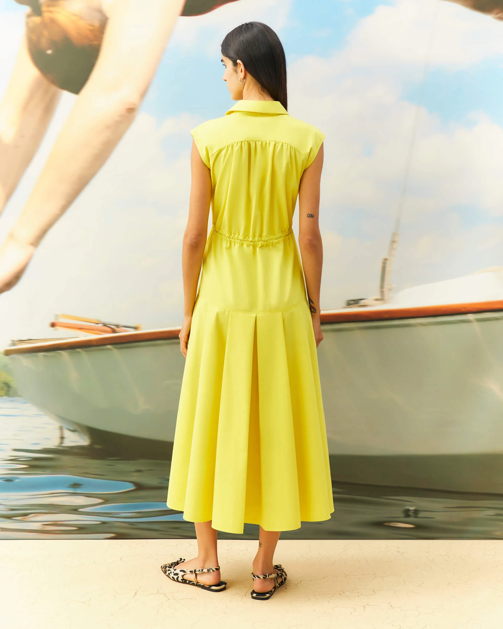 Beatrice B Yellow Dress With Cutwork And Beads