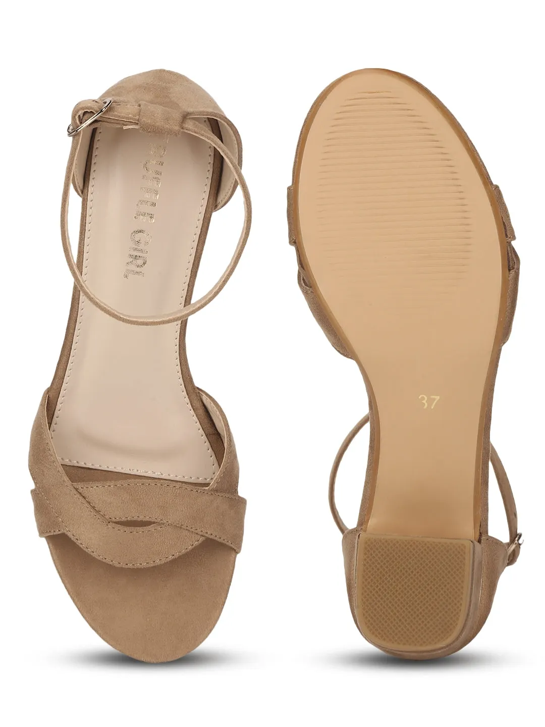 Beige Micro Low Heel Sandals