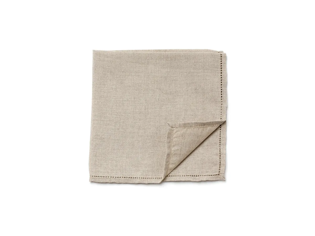 Beige Pocket Square with Hemstitch Edge