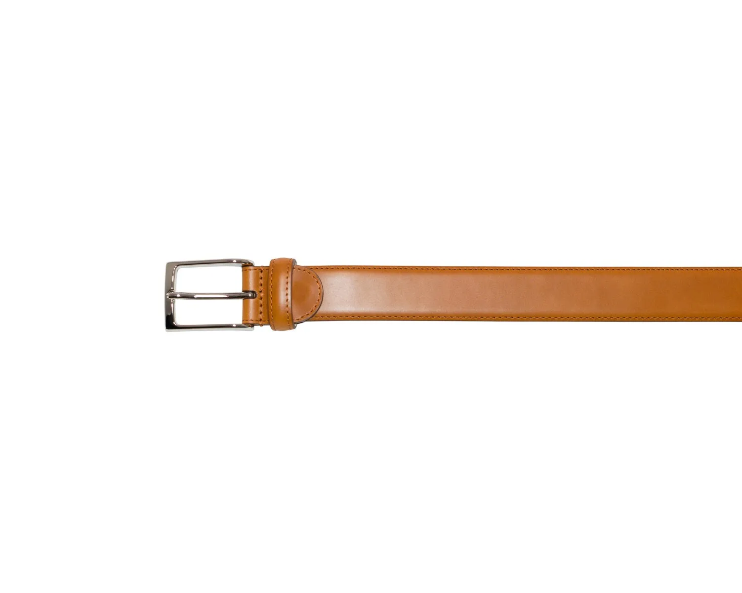 Belt with Nickel Buckle Whiskey Shell Cordovan