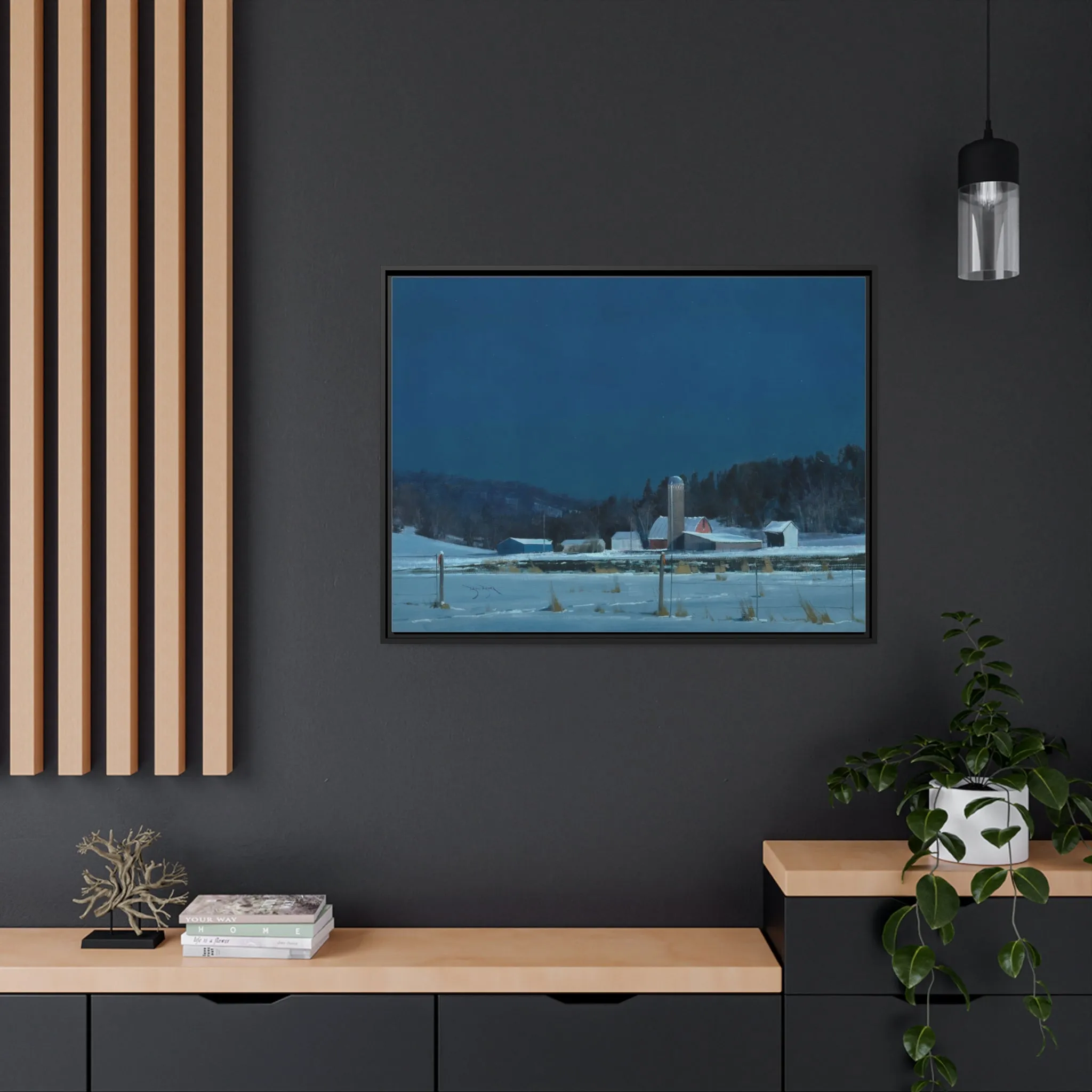 Ben Bauer: "Drifting Moonlight" - Framed Canvas Reproduction