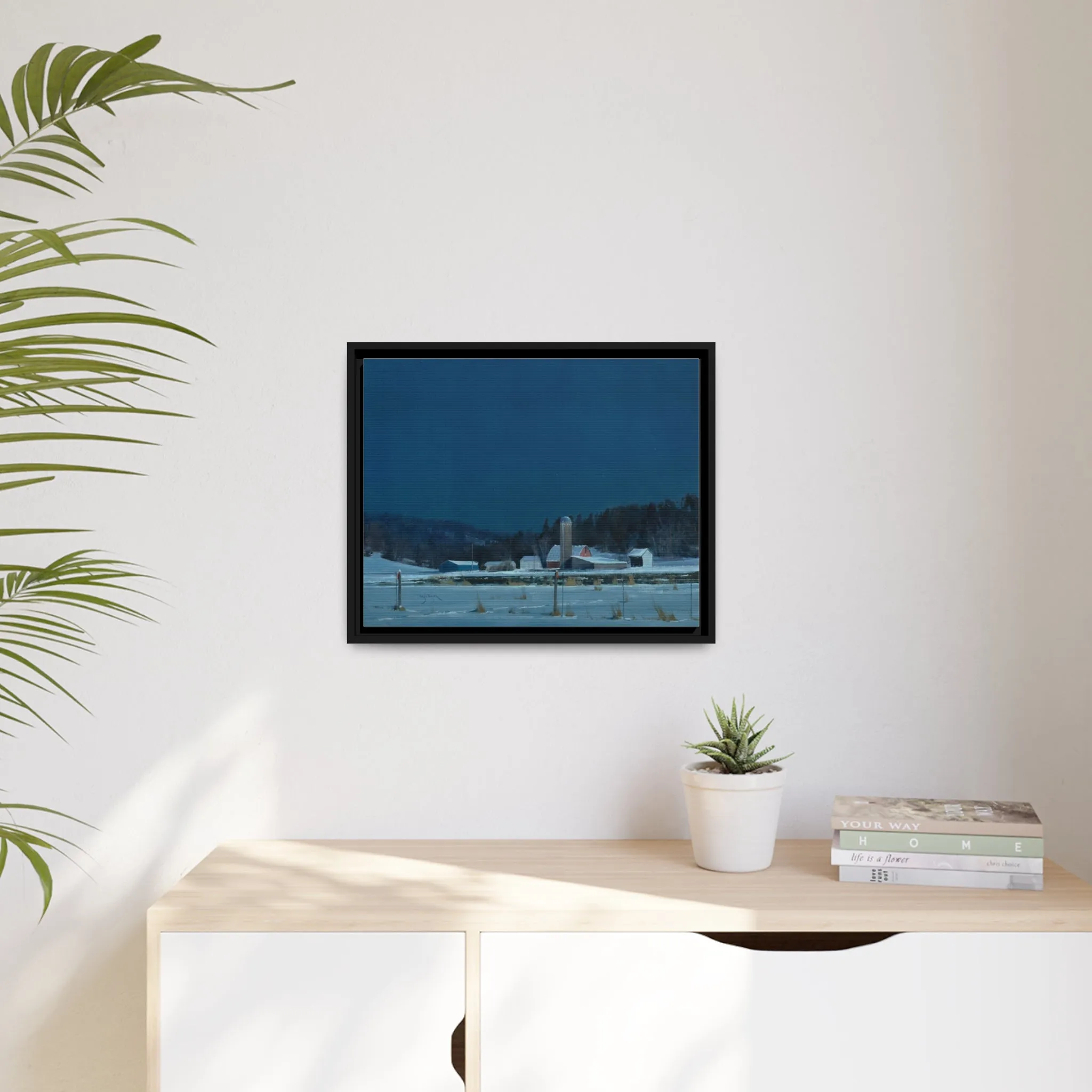 Ben Bauer: "Drifting Moonlight" - Framed Canvas Reproduction