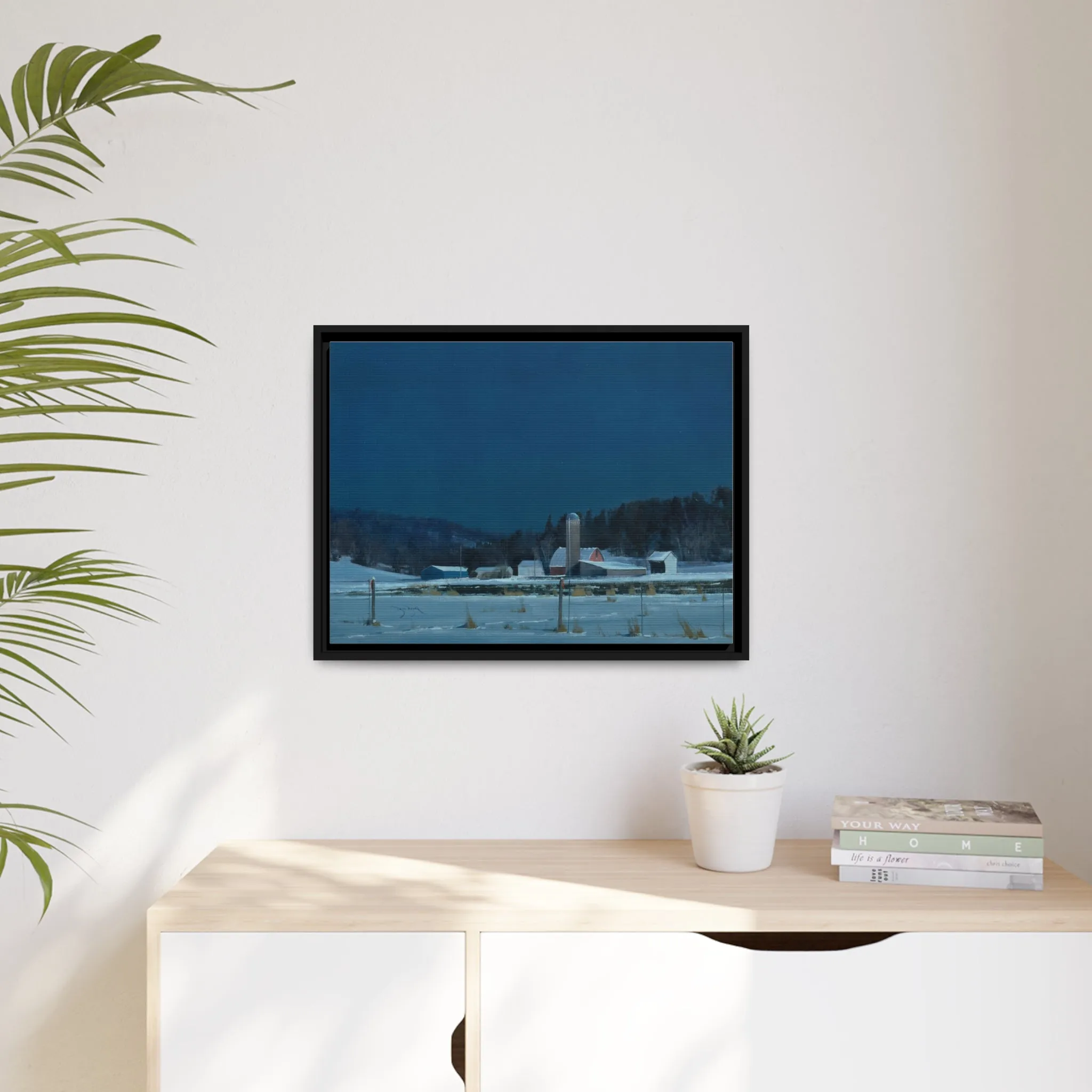 Ben Bauer: "Drifting Moonlight" - Framed Canvas Reproduction