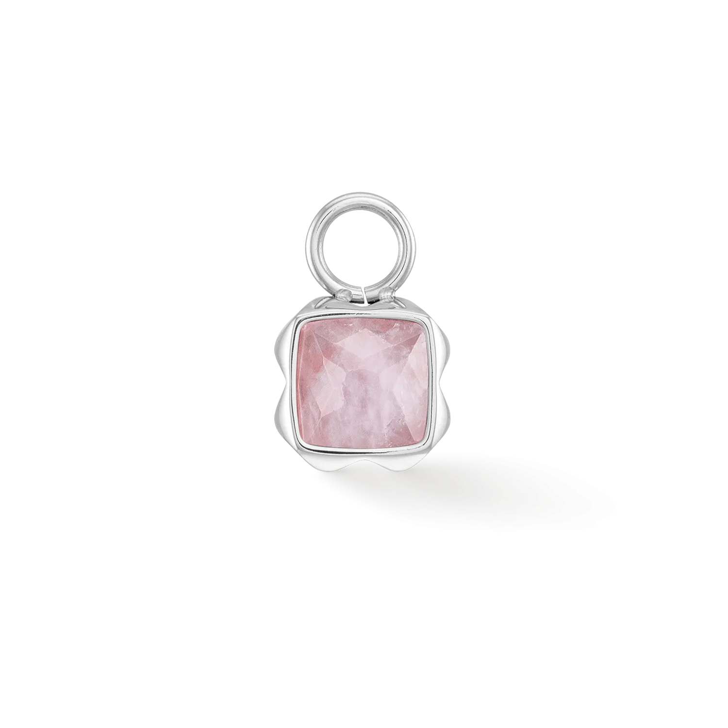 Birthstone October Charm Rose Quartz Silver