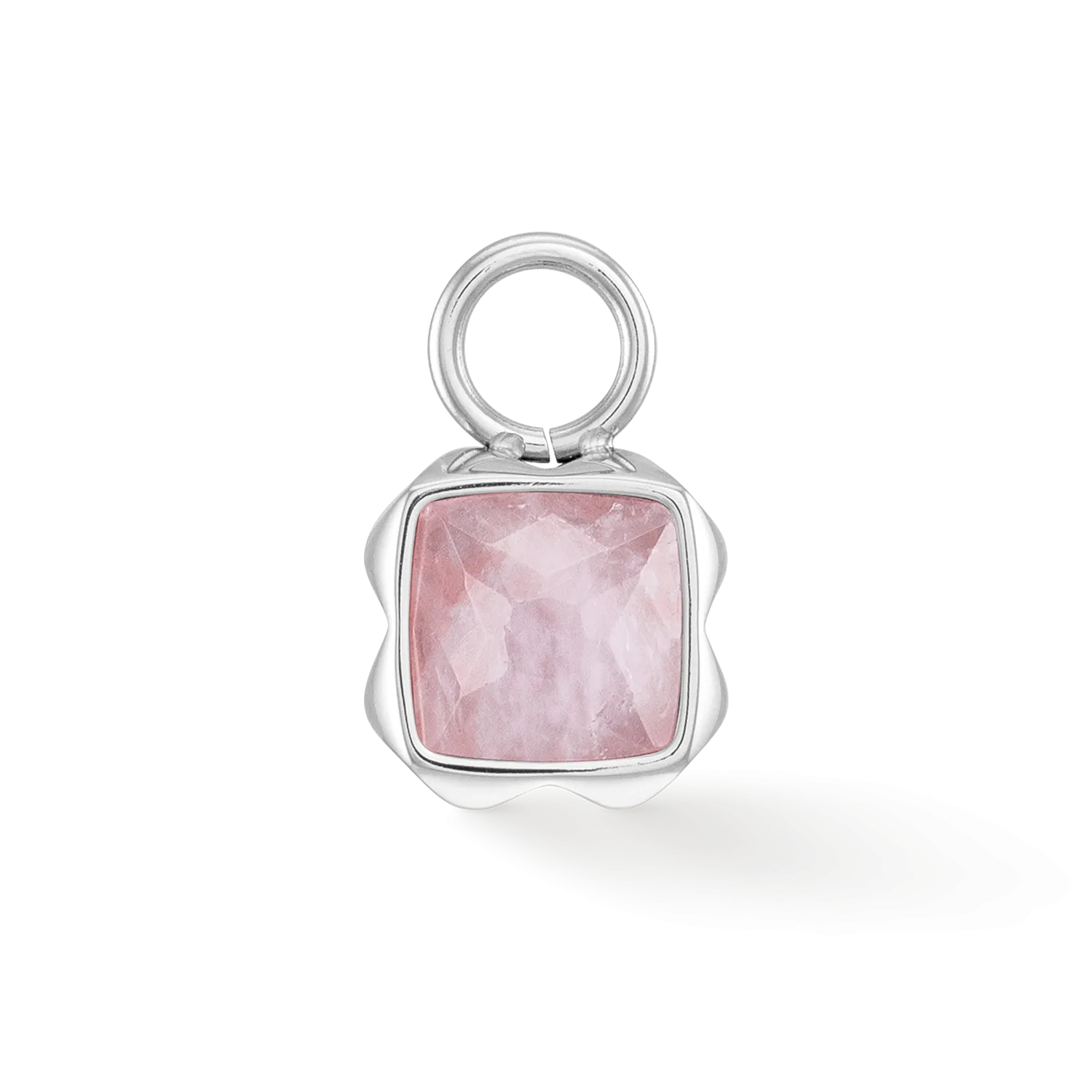 Birthstone October Charm Rose Quartz Silver