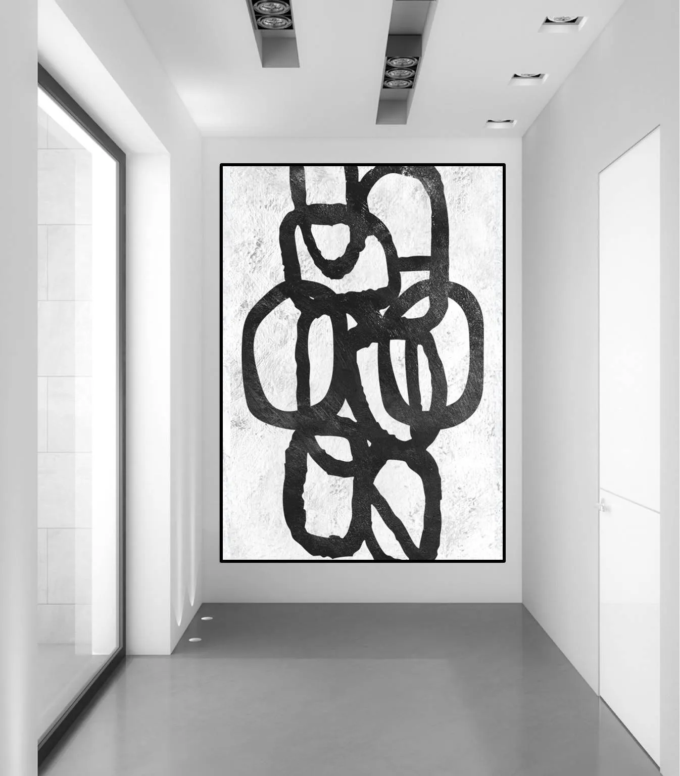 Black and White Abstract Painting Original Painting on Cnvas Fp024